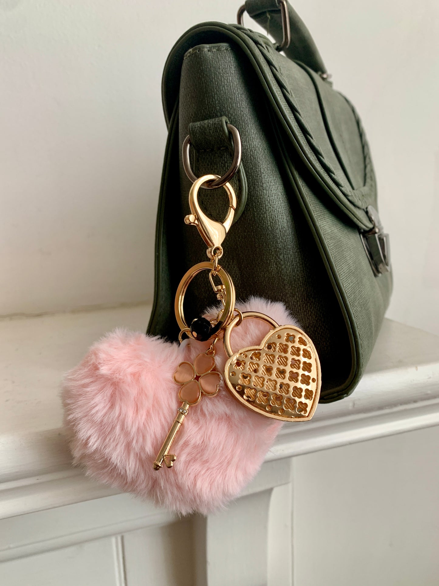 Fuzzy Feels Heart Bag Charm