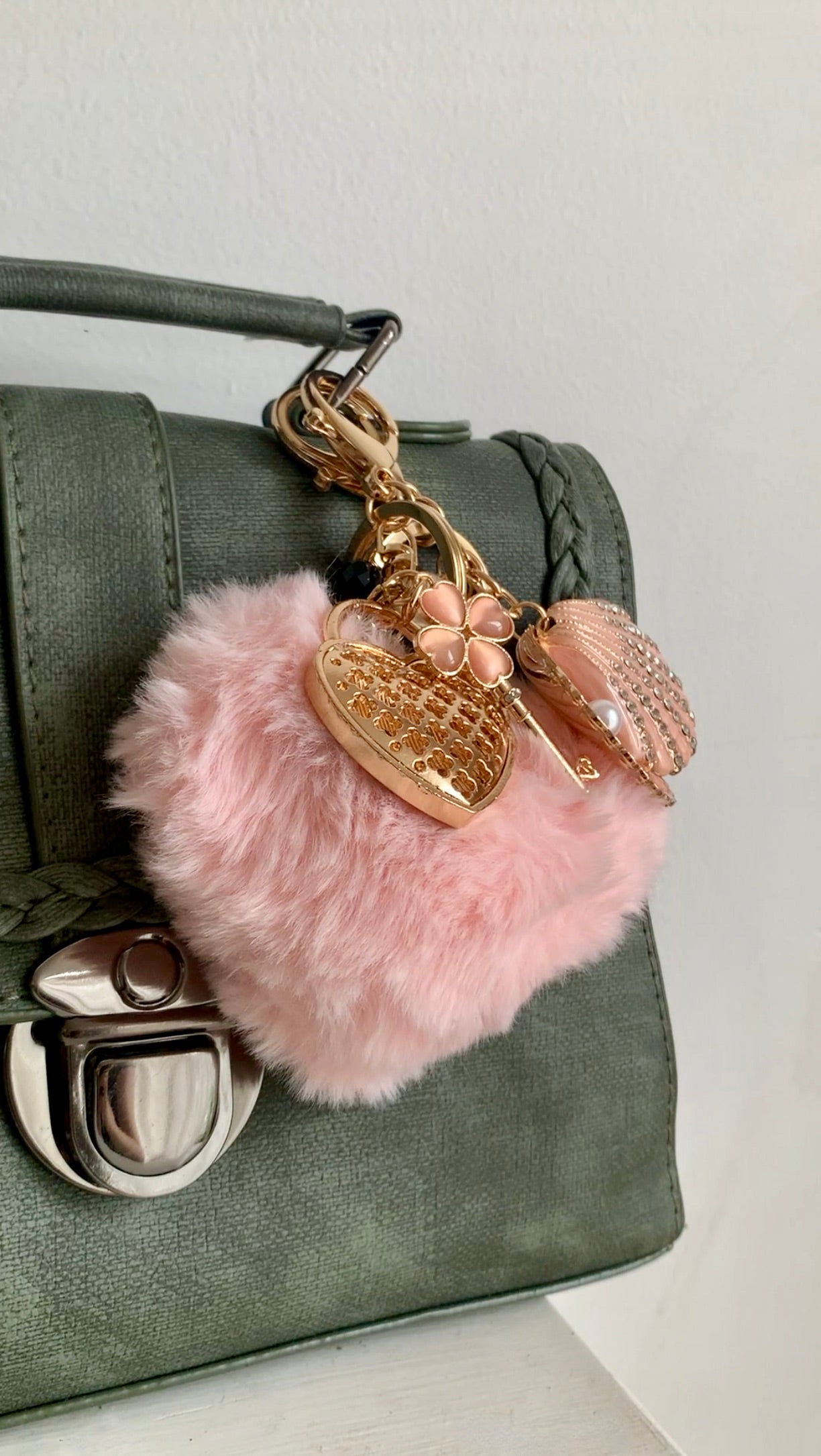 Fuzzy Feels Heart Bag Charm