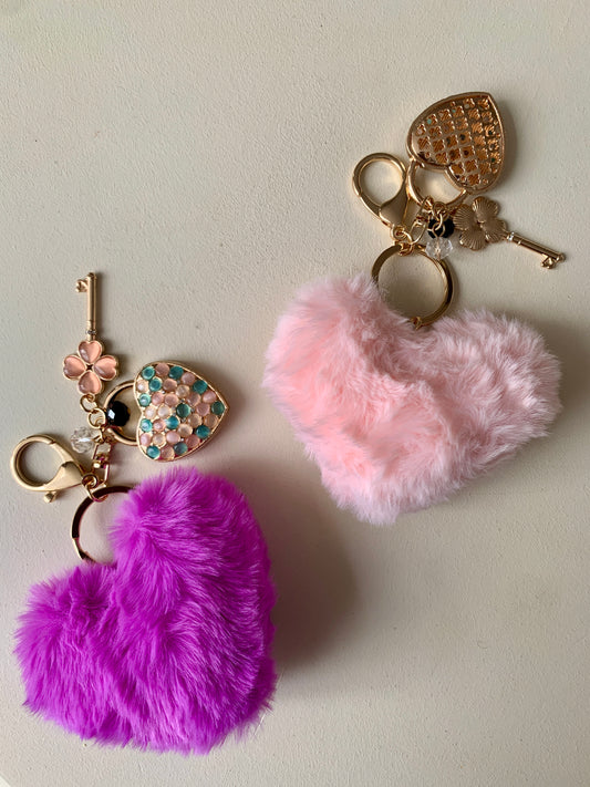 Fuzzy Feels Heart Bag Charm