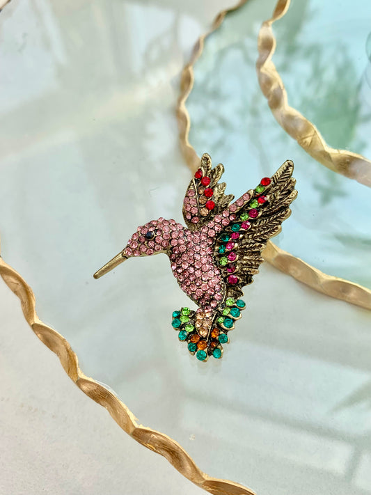 Jewelled Hummingbird Brooch Pin