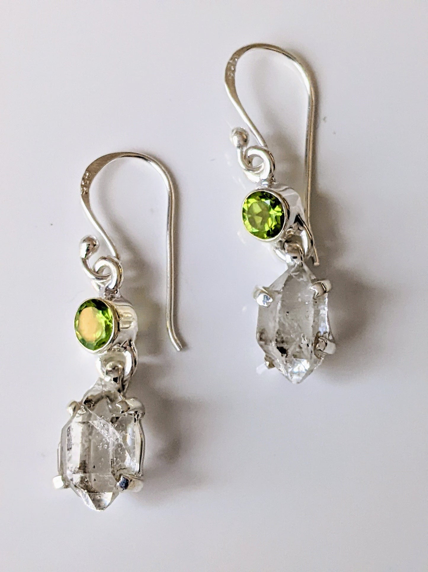 Herkimer Diamond & Peridot Earrings