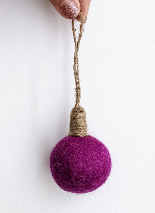 Purple Felt Ball Ornament