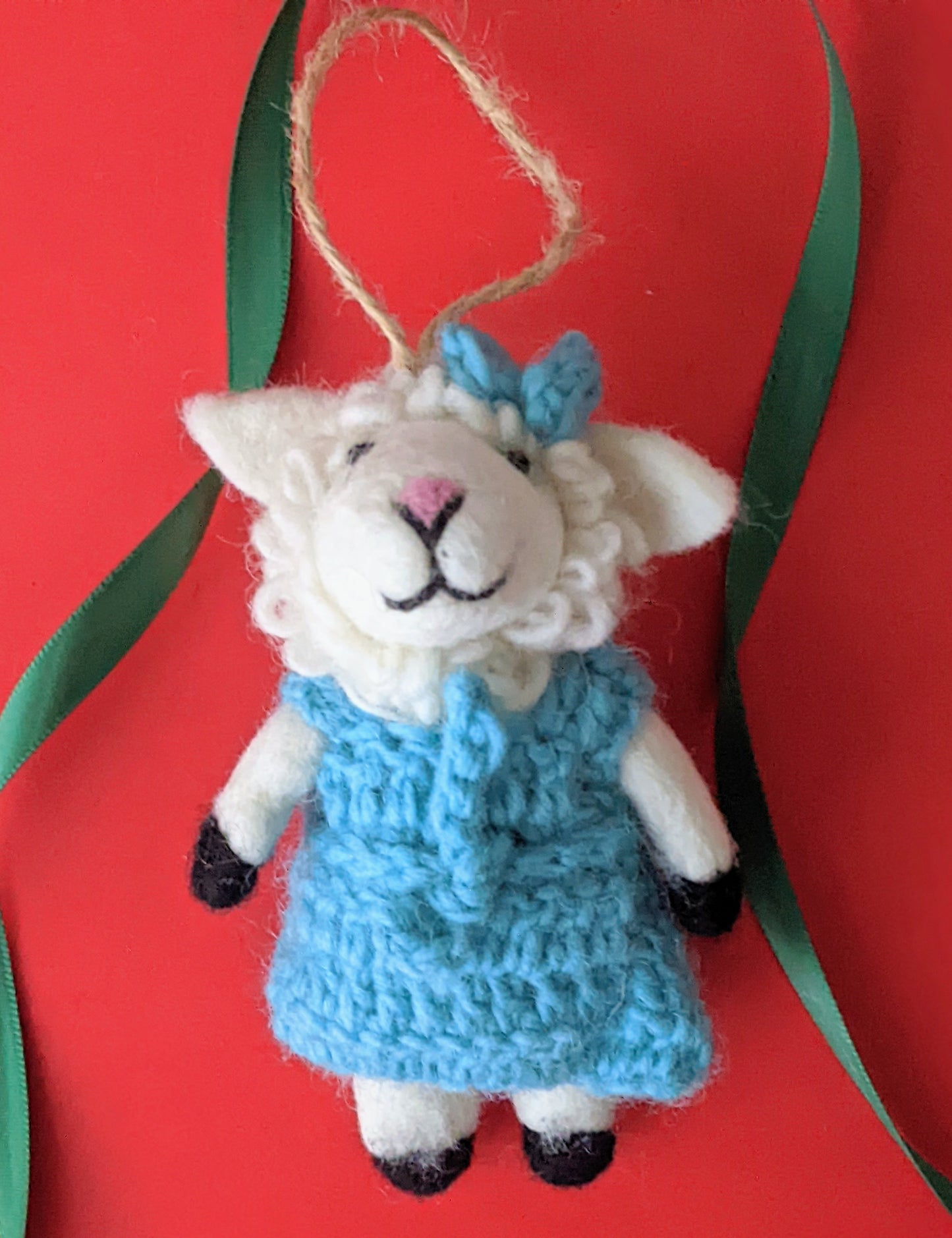 Blue dress Sheep Ornament