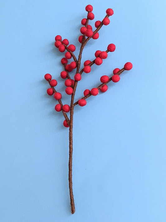 Red Felt Berry Branch