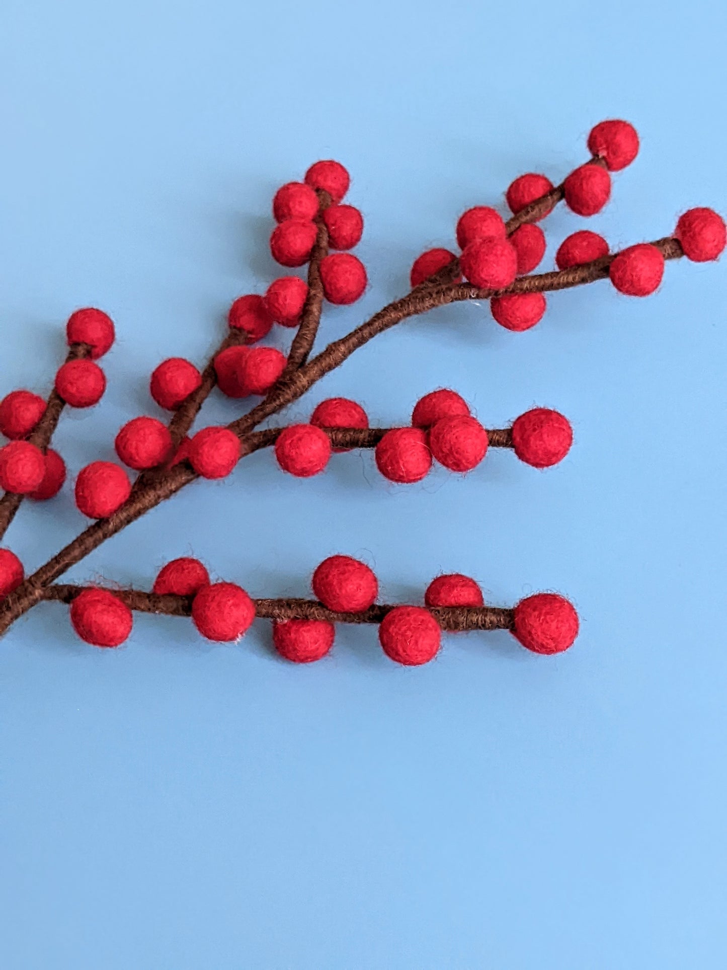 Red Felt Berry Branch