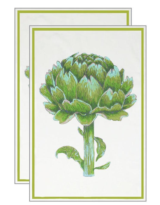 Artichoke Floursack Kitchen Towel. Set of 2.