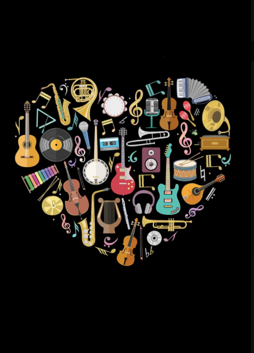 Heart with instruments card