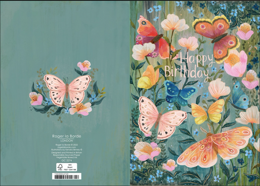 Butterflies and flowers Birthday Card