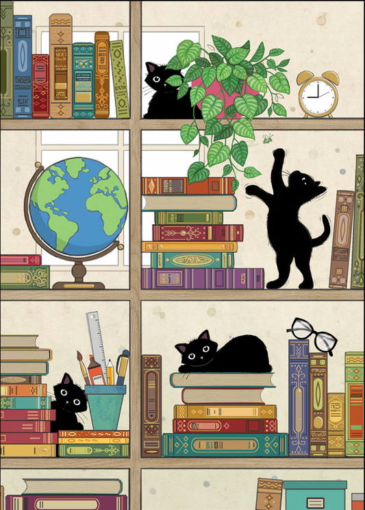 Kitten Bookcase Card