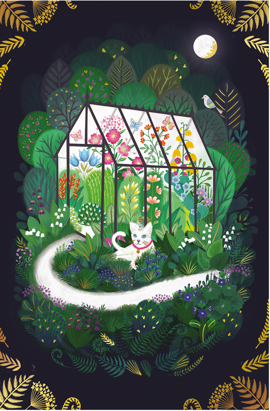 Greenhouse Garden Cat Card