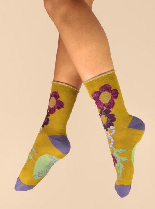 Wild Woodland Ankle Socks - Mustard