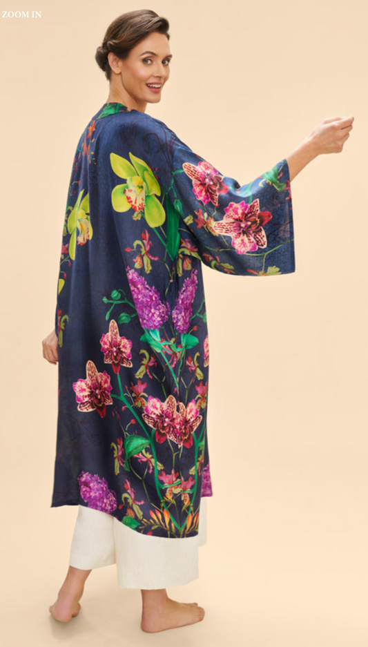 Exotic Evening in Ink Kimono Gown