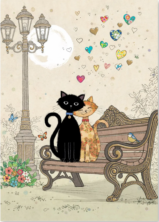 Park Bench Cats Card