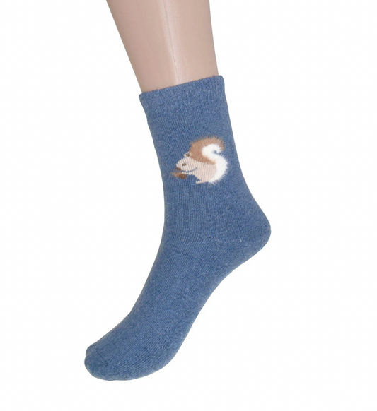 Squirrel Sock Blue Grey