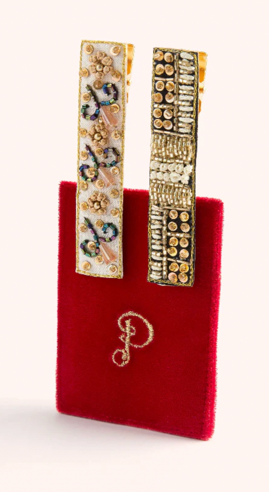 Champagne Jewelled Hair Bar (Set of 2)