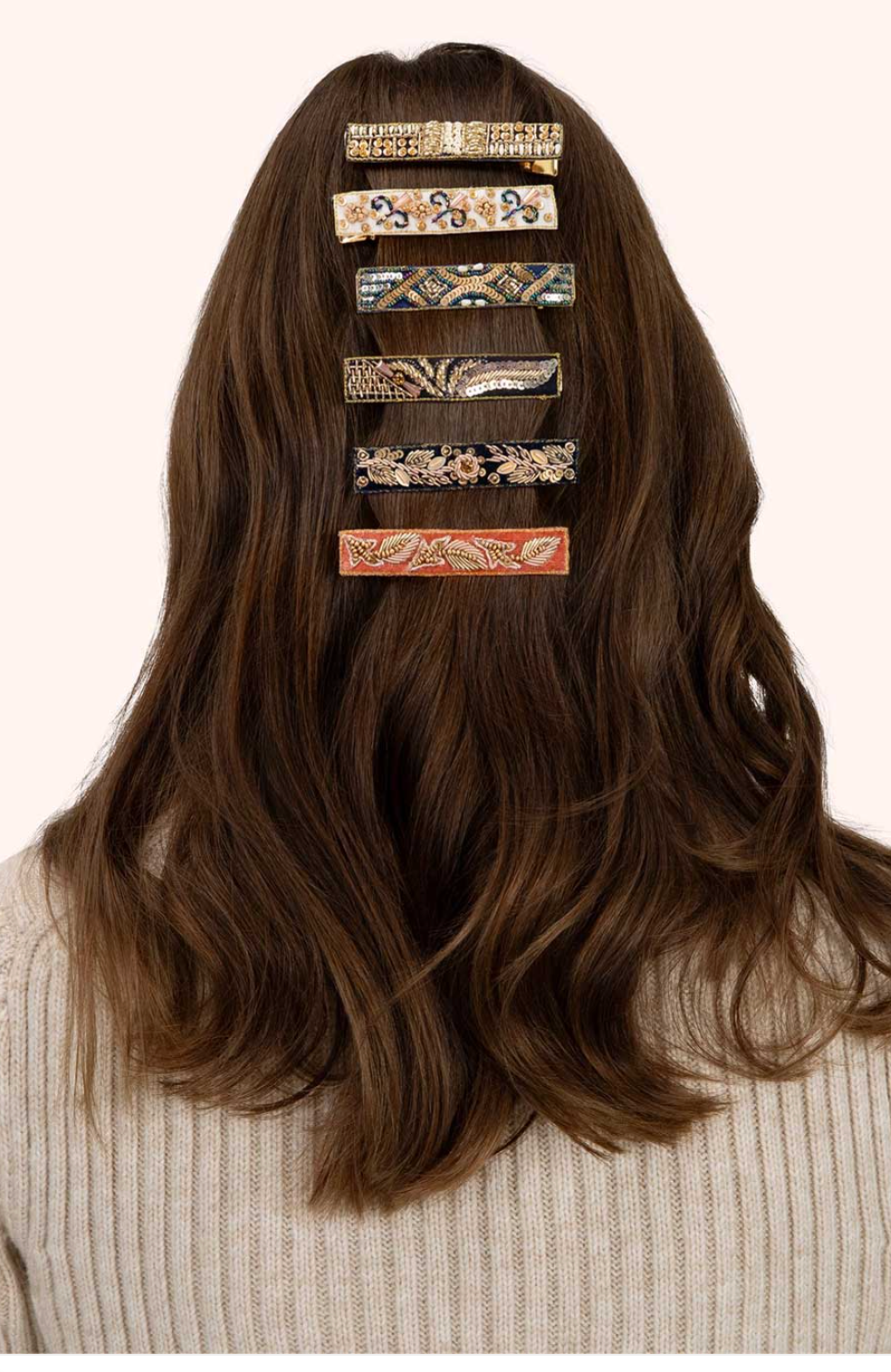 Champagne Jewelled Hair Bar (Set of 2)