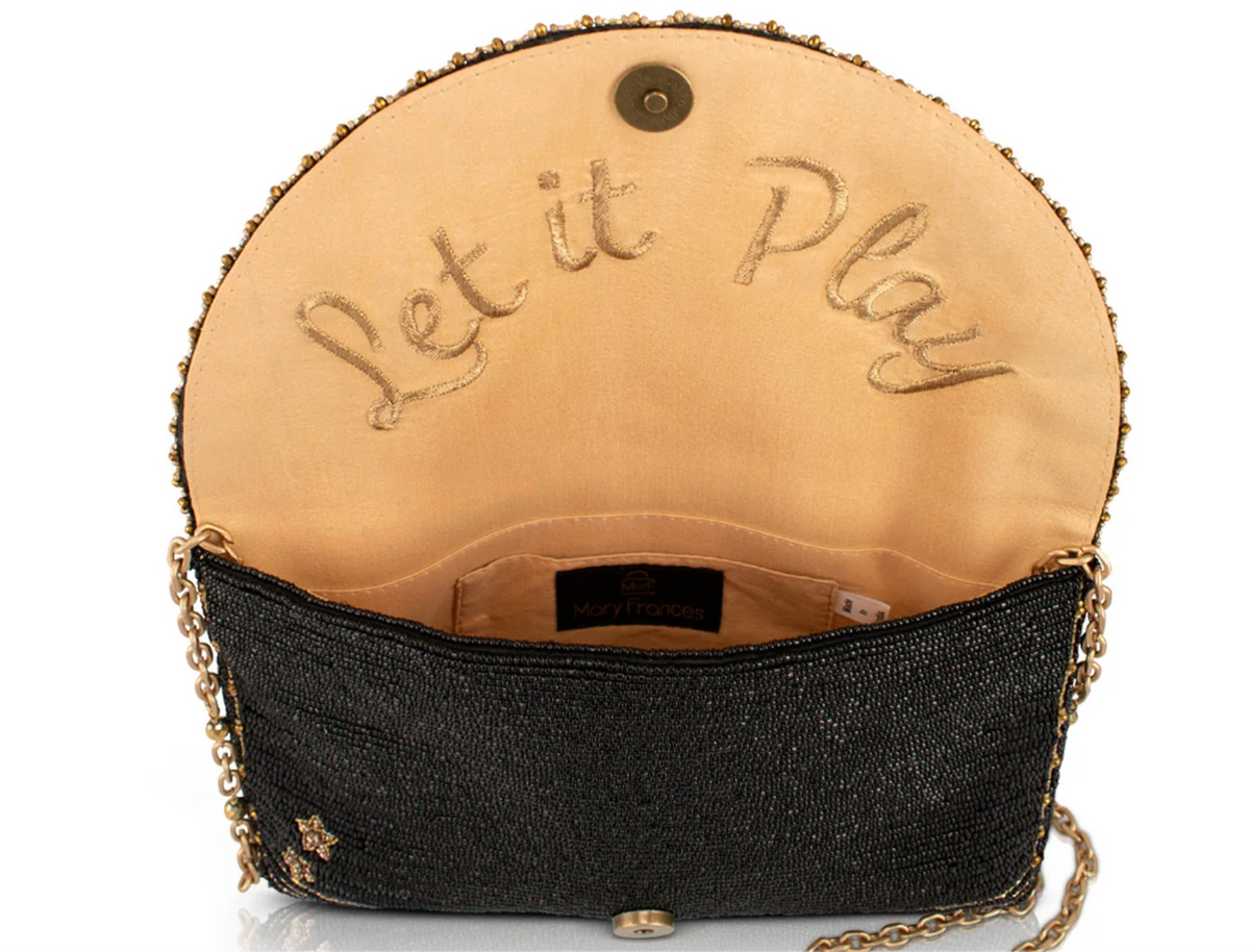 Let It Play Piano Keys Music Notes Beaded Crossbody Handbag
