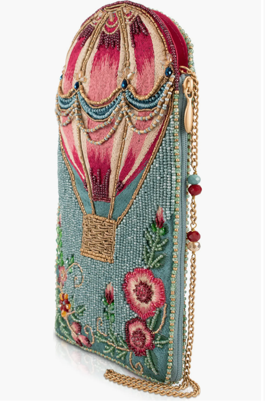 Full of Hot Air Balloon Beaded Crossbody Phone Bag
