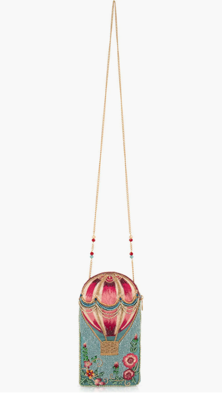 Full of Hot Air Balloon Beaded Crossbody Phone Bag