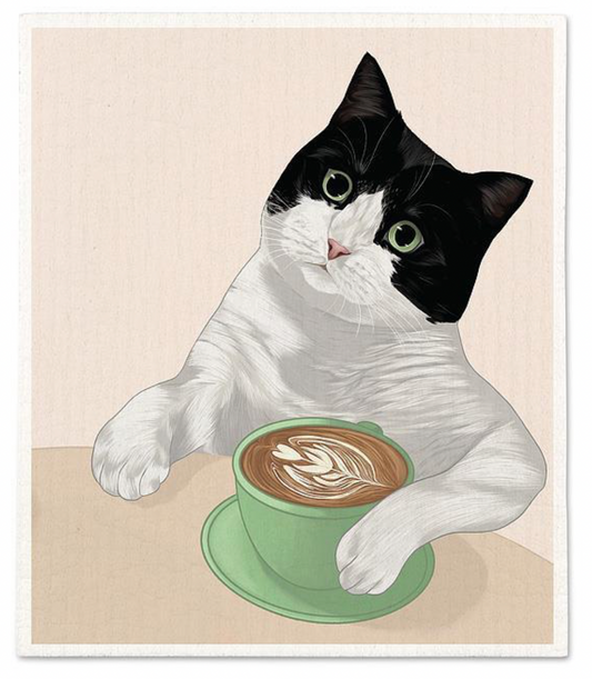 Cat & Latte Dishcloth