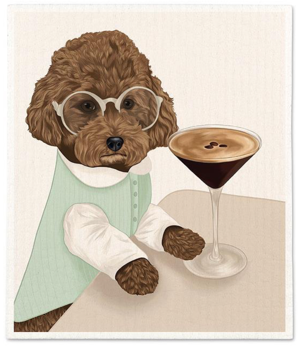Dog & Espresso Martini Dishcloth