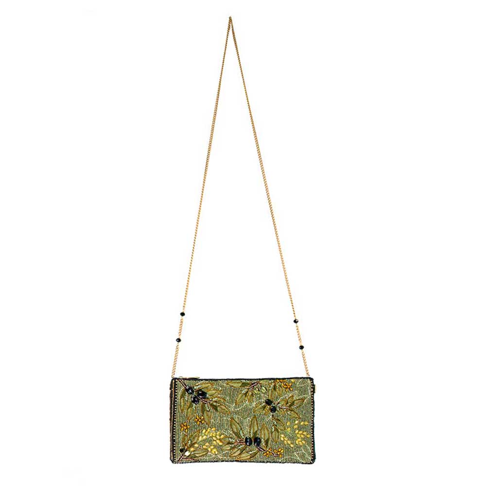Olive Branch Beaded and Embroidered Crossbody Phone Bag