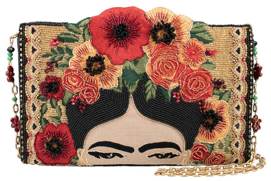 Icon Frida Kahlo with Flower Headpiece Crossbody Handbag