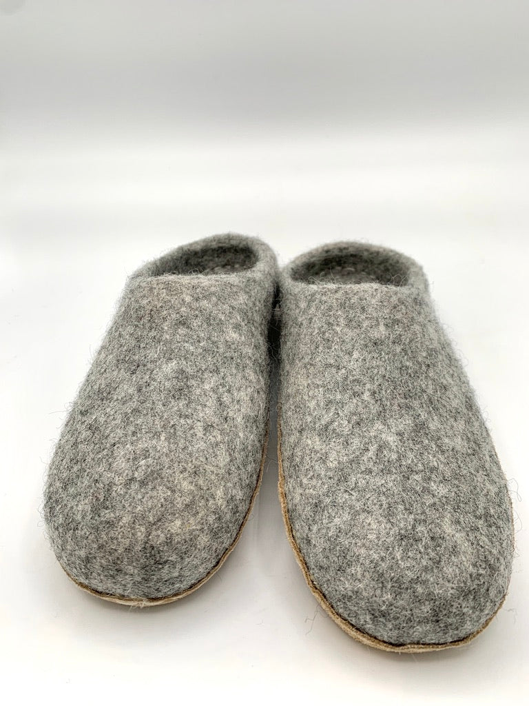 Felted Wool Slippers - Gray