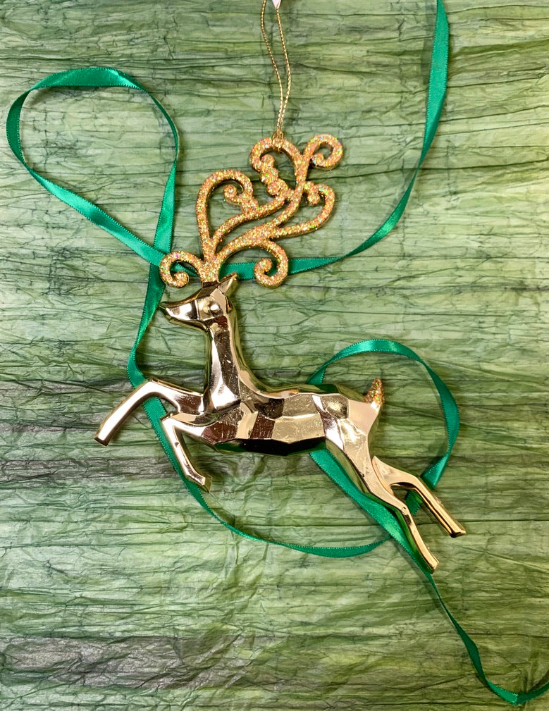 Gold Reindeer Ornament