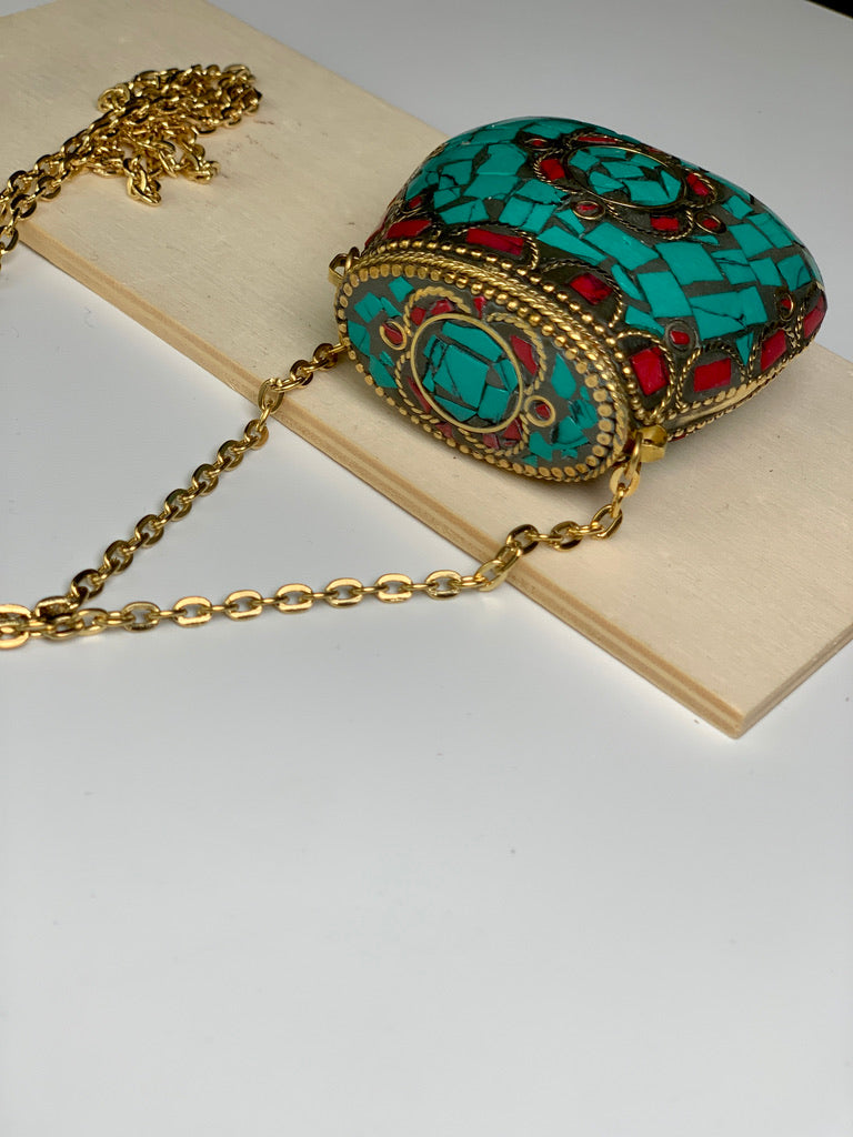 Mosaic Keepers Pouch Necklace - Turquoise