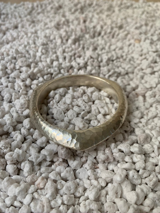 Hammered Silver Tri Bangle Bracelet