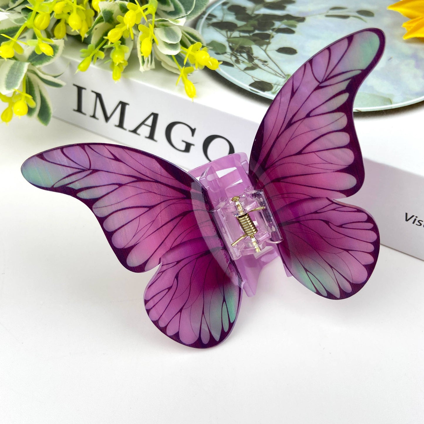 Violet butterfly hair clip