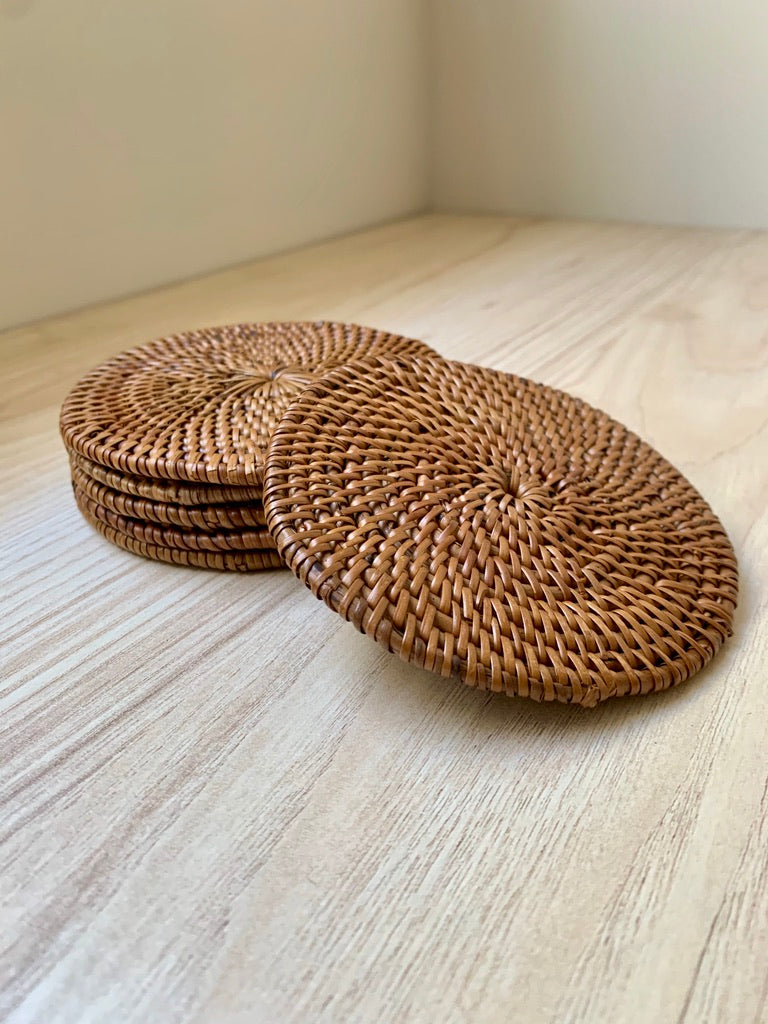 Natural Rattan Coasters Set of 6