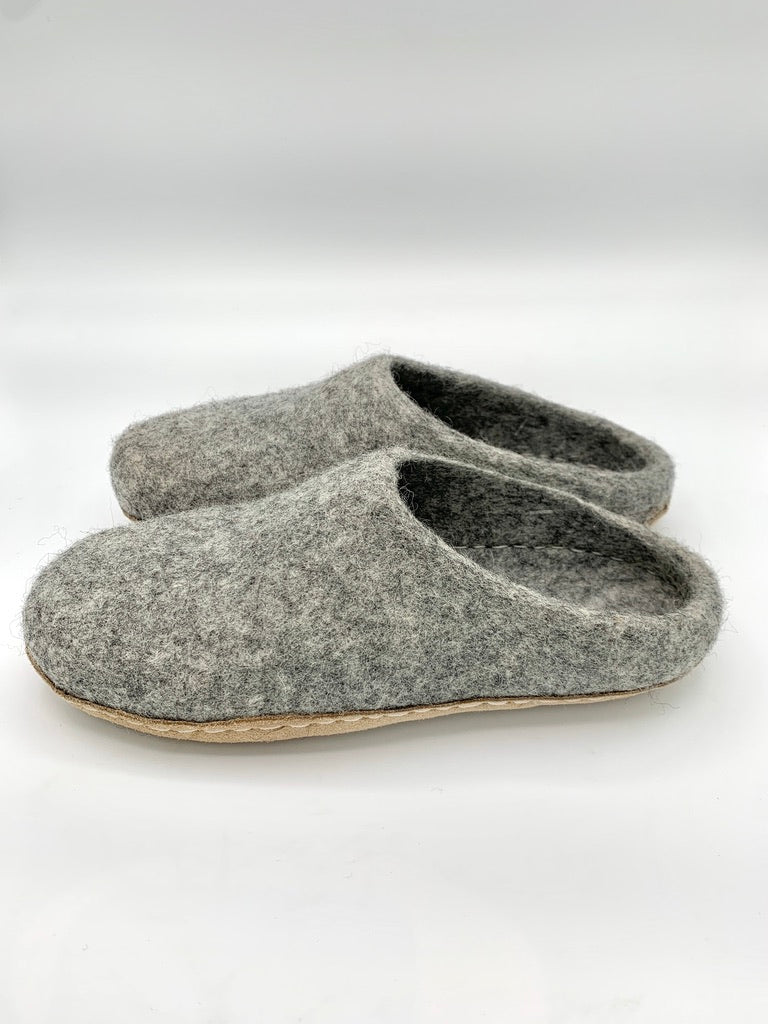 Felted Wool Slippers - Gray