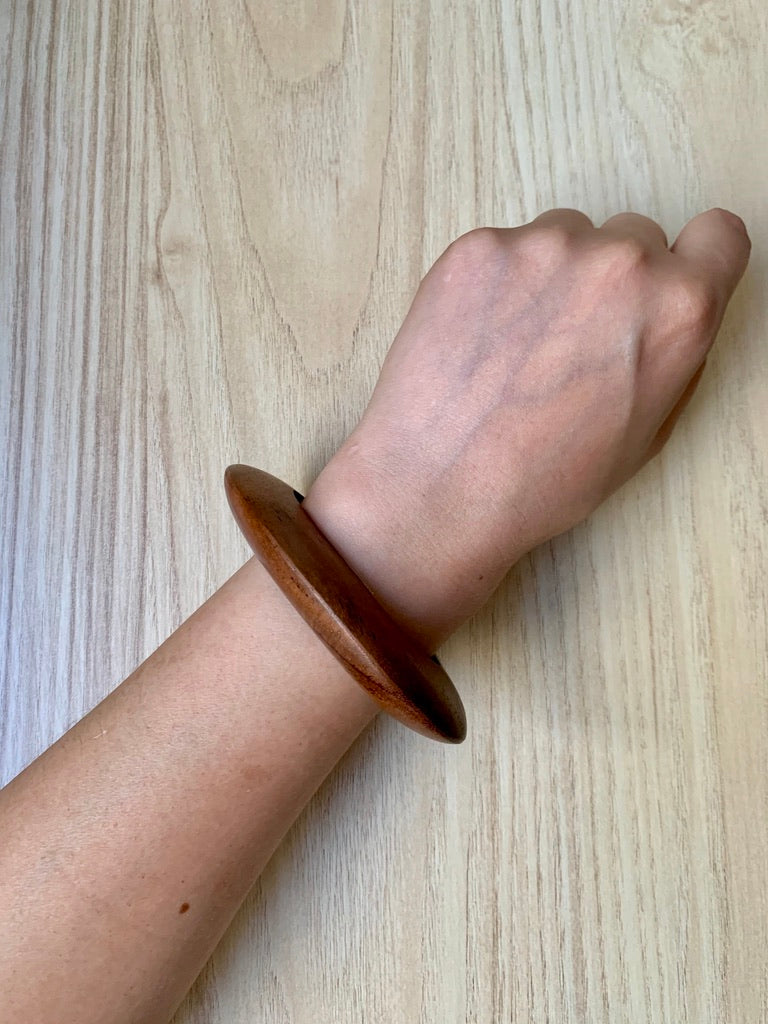 Rounded wood cuff bracelet