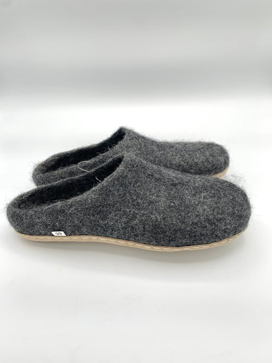 Felted Wool Slippers Charcoal