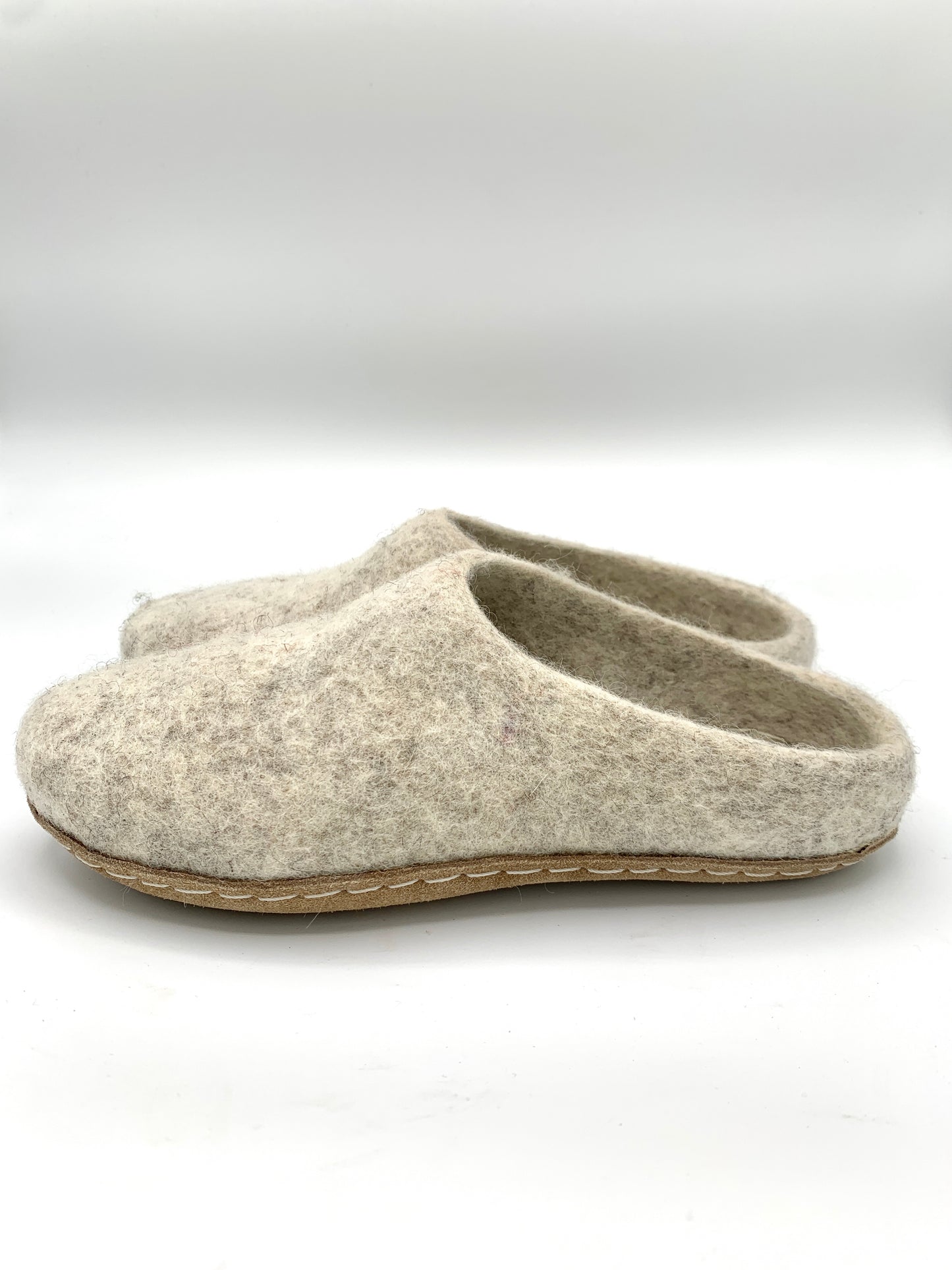 Felted Wool Slippers - White