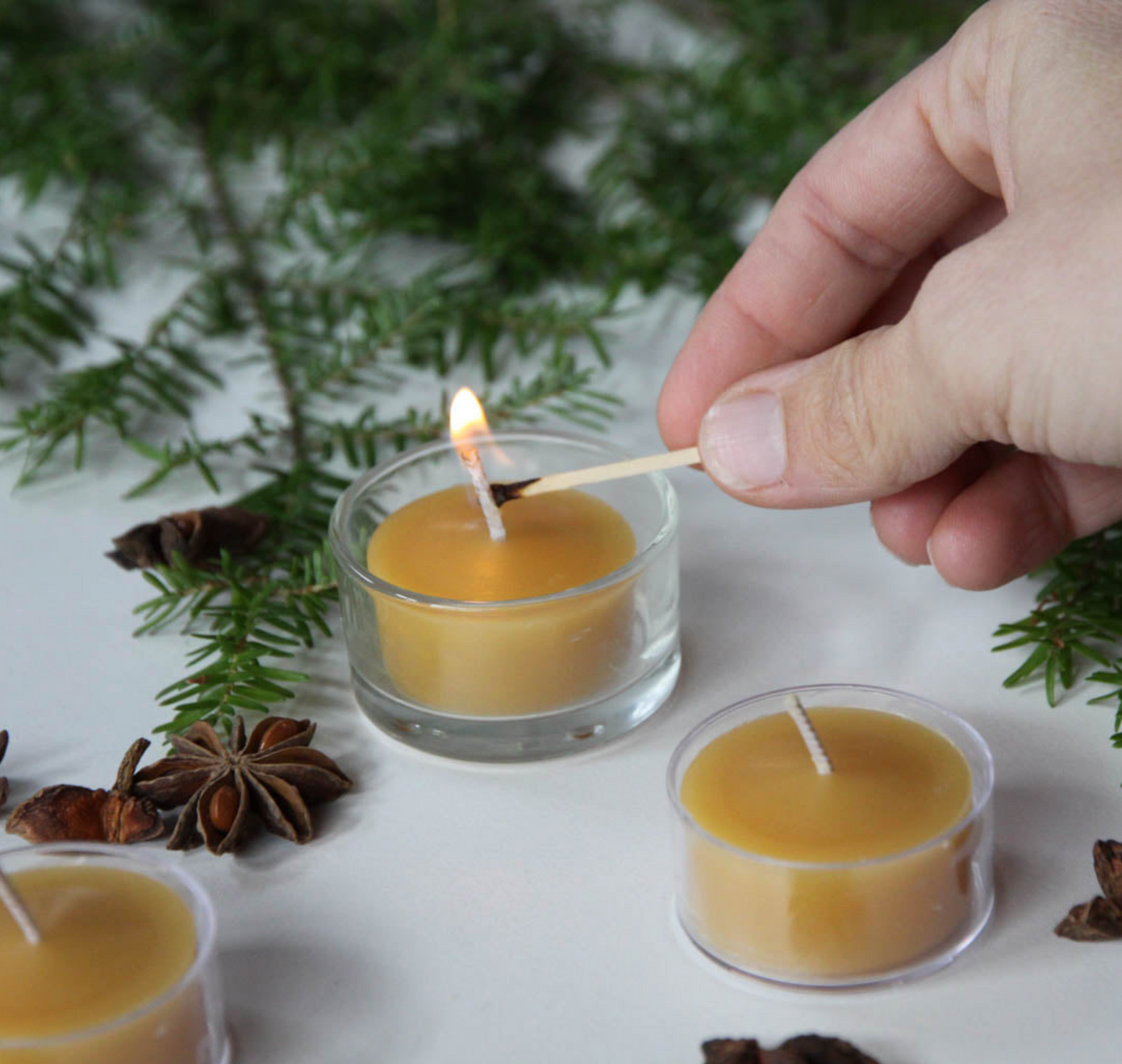 Natural Beeswax Tealight Candles Pack of 8
