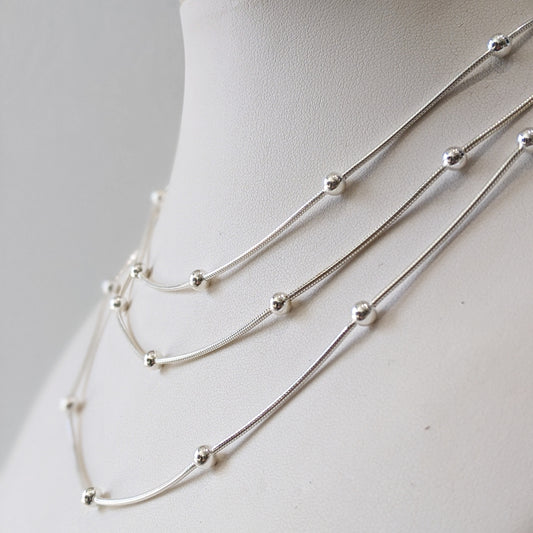 Silver Ball Snake Chain Necklace