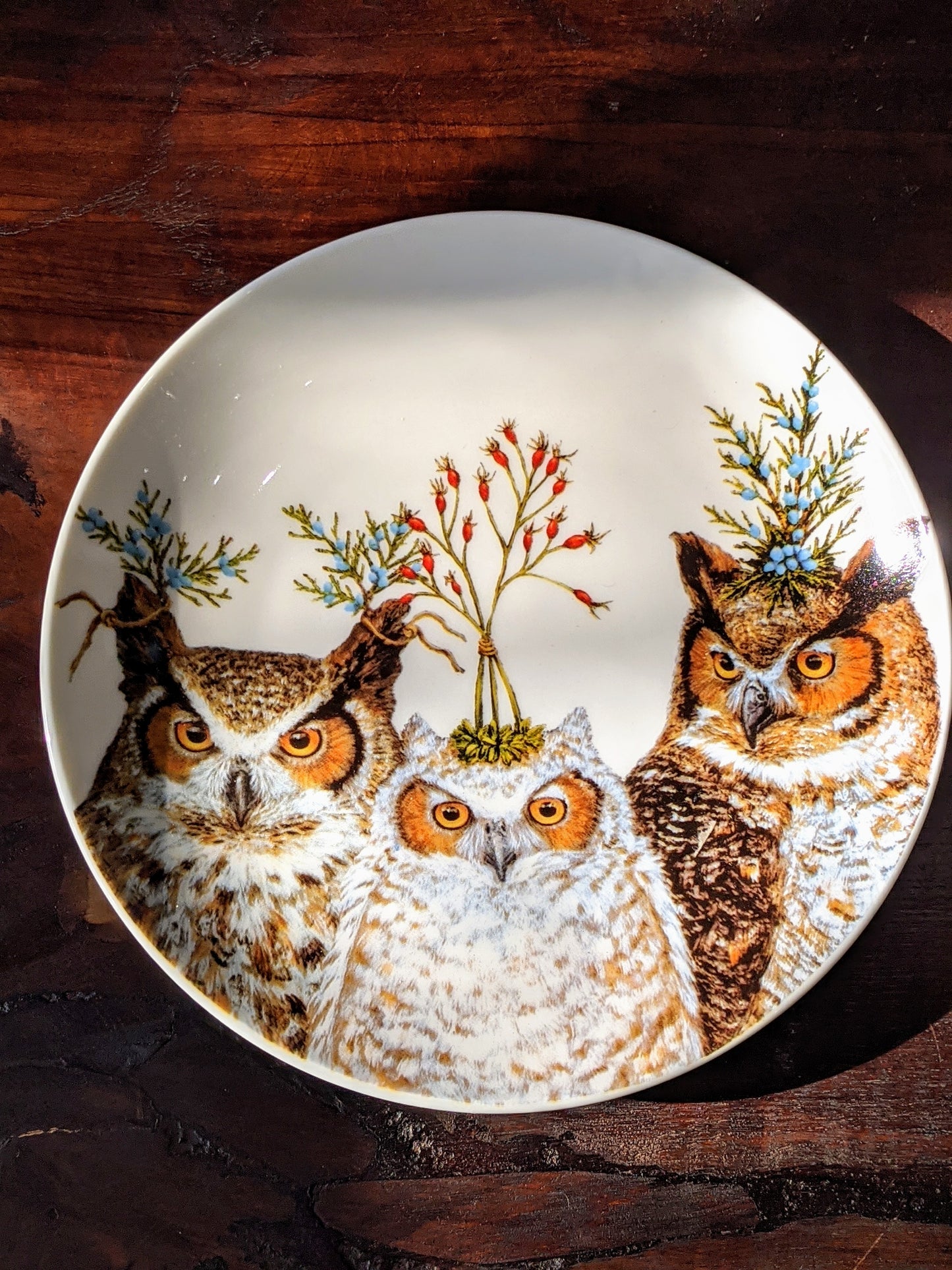 Holiday Hoot  Owl 7" Round Appetizer Plate