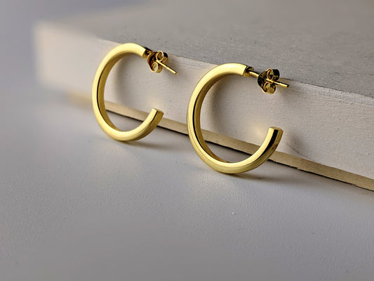 Square Cut Gold Plated Hoop