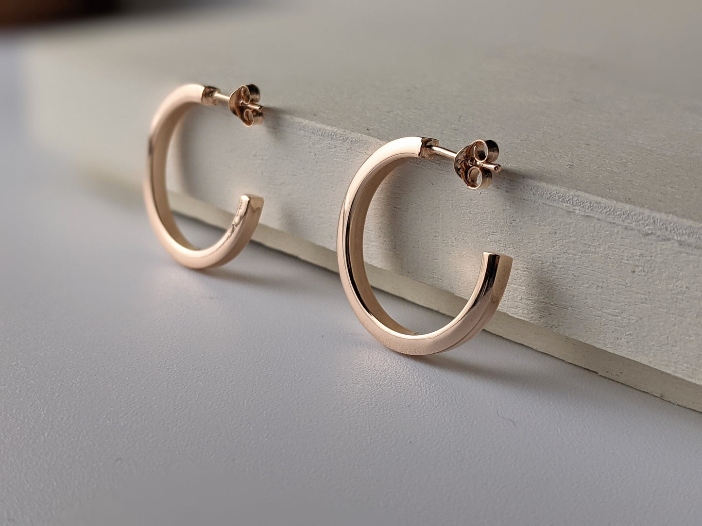 Rose Gold Plated Square Cut Hoop