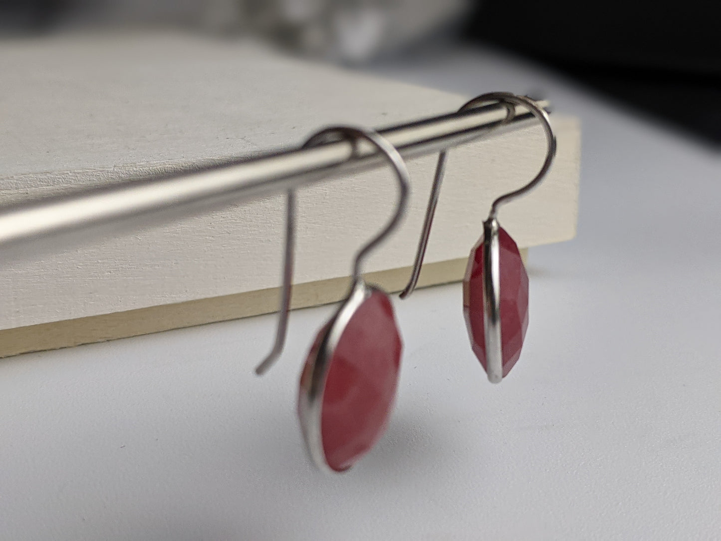 Round Faceted Ruby Earrings