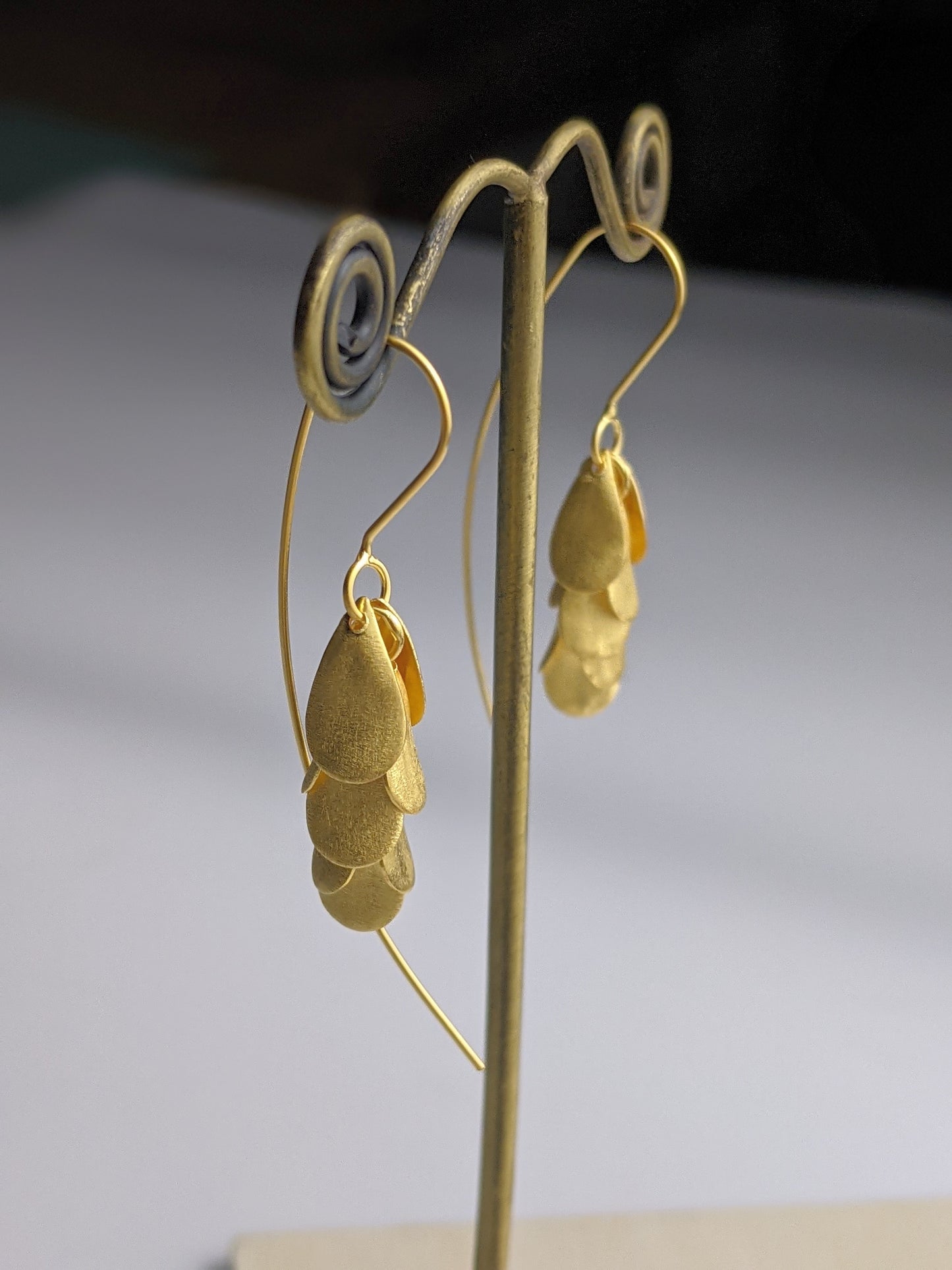 Golden Petal Cluster Earrings
