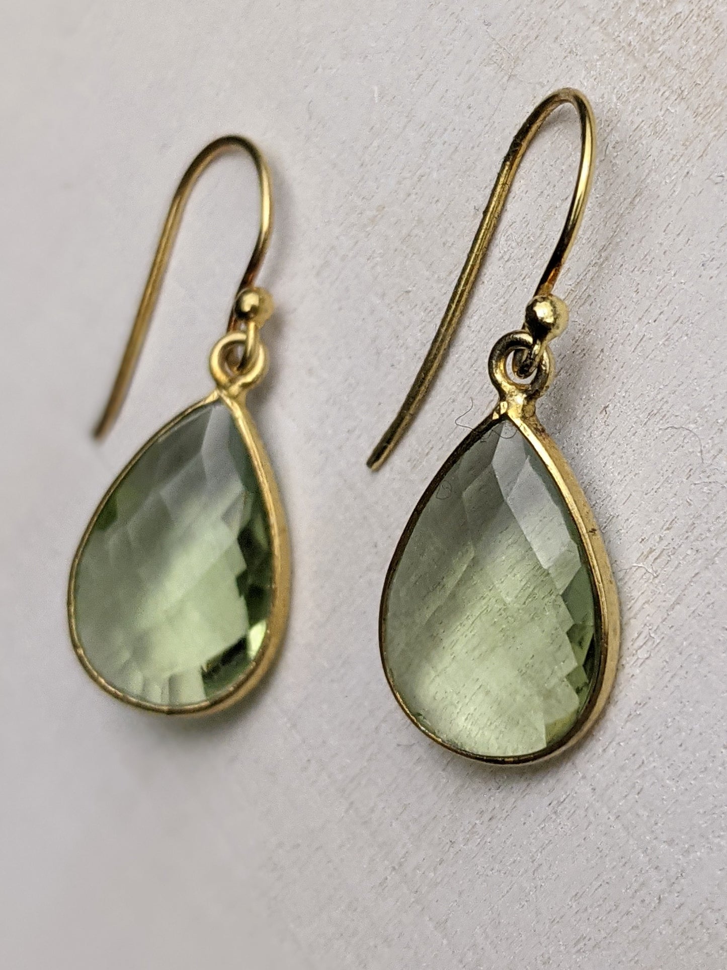 Green Teardrop Crystal- Gold Plated