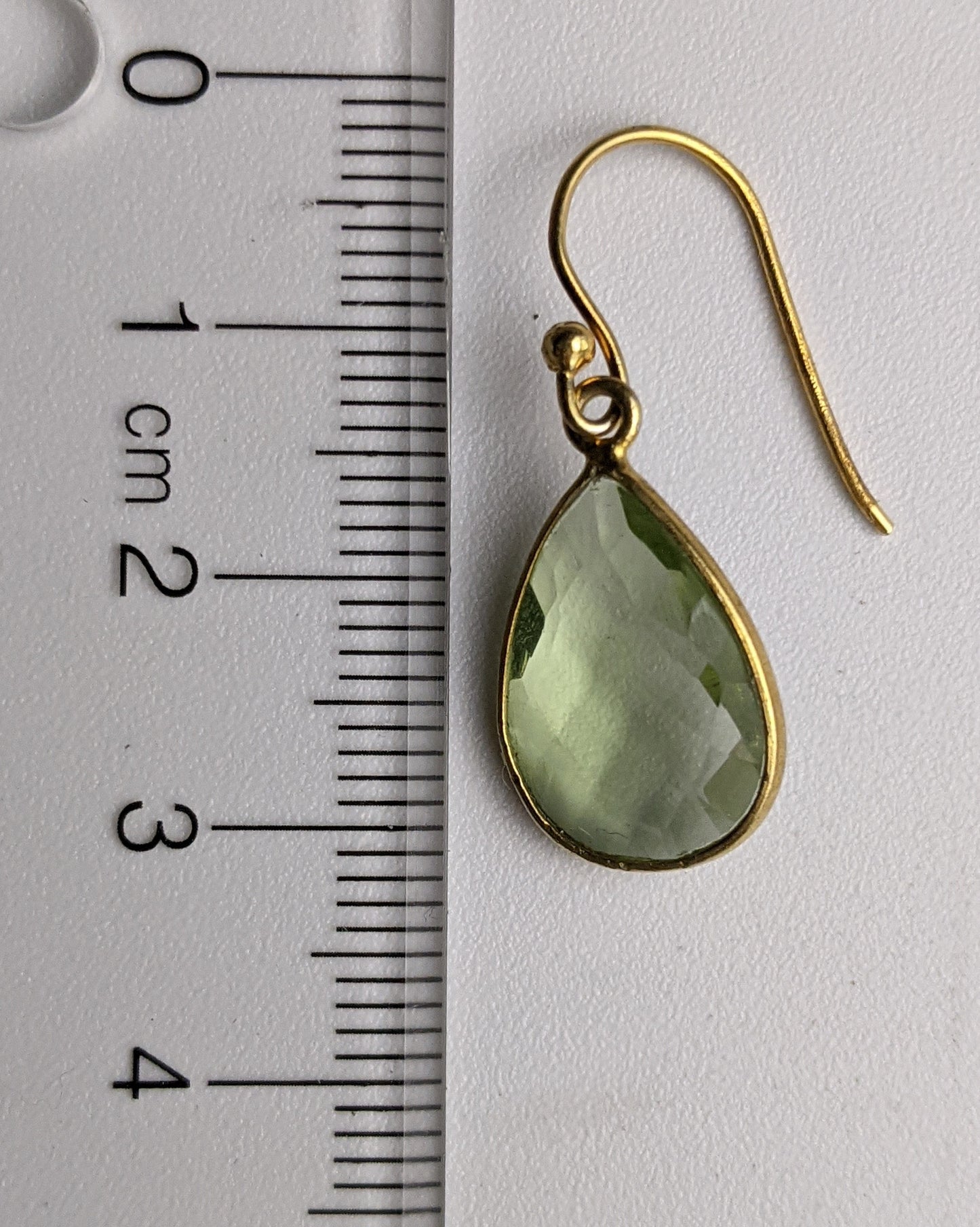 Green Teardrop Crystal- Gold Plated