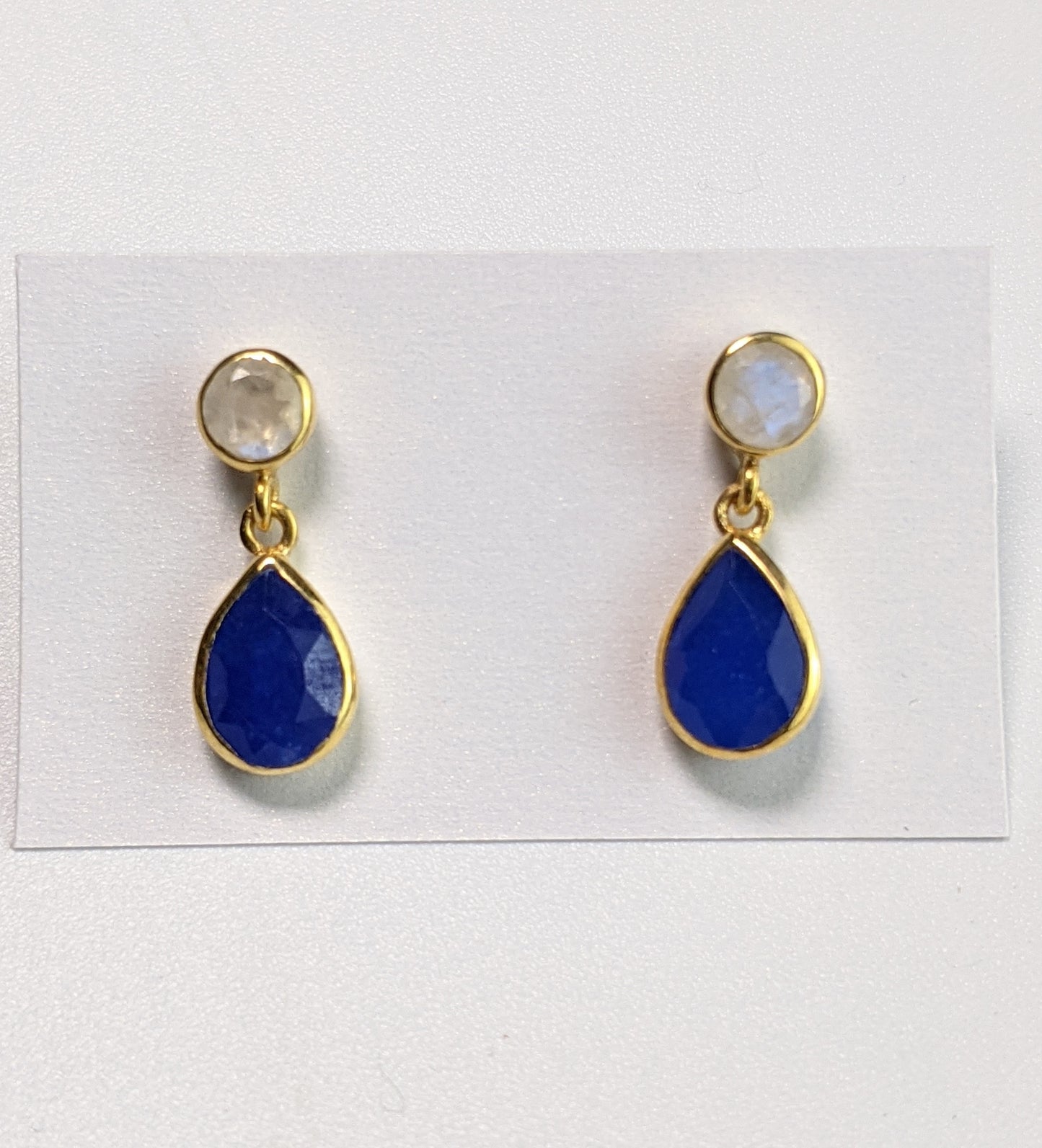 Bonita Earring- Moonstone/ Cobalt Blue Chalcedony