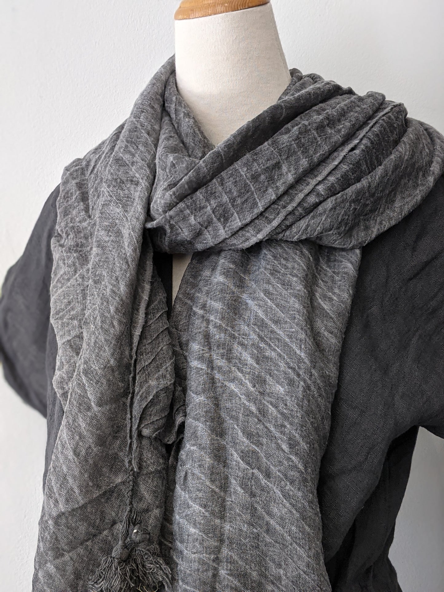 The Accordion Scarf- Charcoal Gray