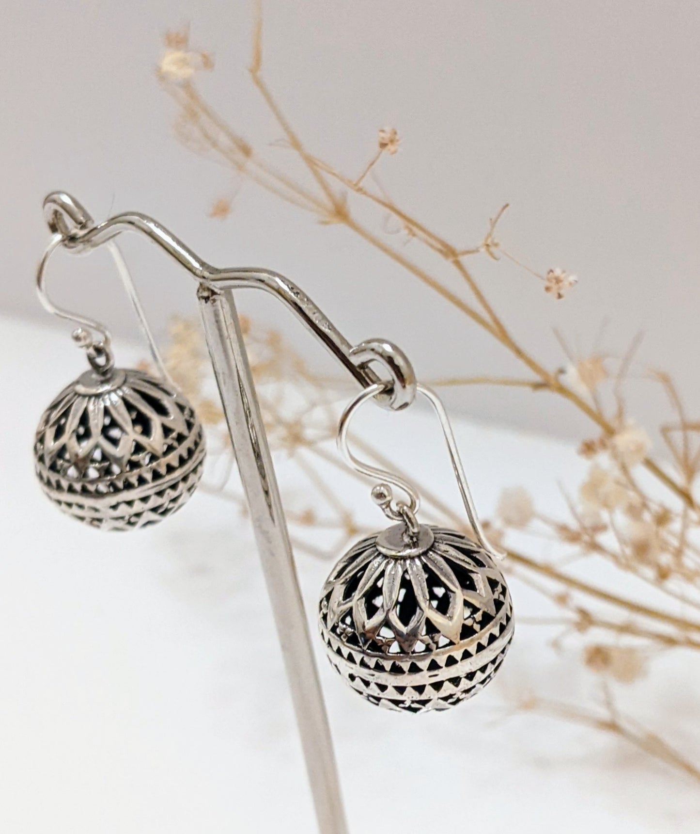 Ornate Silver Bells Earrings