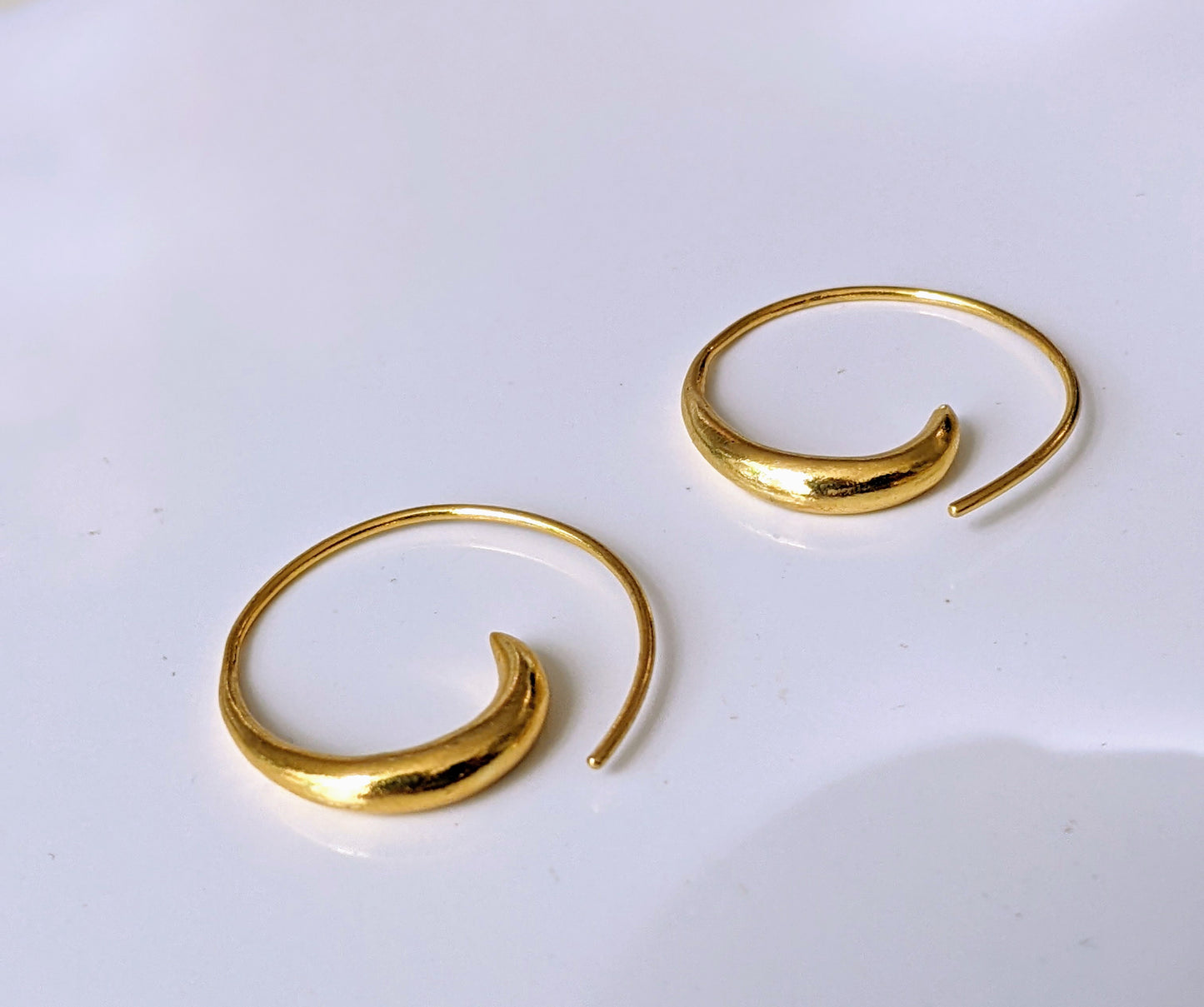 Gold Plated Spiral Hoop- Med